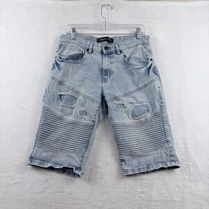 Legendary Status Distressed Moto Denim Shorts Light Wash Women's Size 30